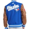 Alternative view of Toronto Blue Jays Letterman Wool & Leather Varsity Jacket Blue and Brown
