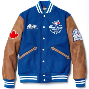Toronto Blue Jays Letterman Wool & Leather Varsity Jacket Blue and Brown
