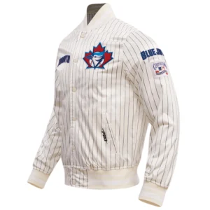 Toronto Blue Jays Pro Standard Retro Classic Full-Snap Satin Varsity Cream Jacket
