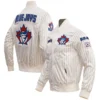 Toronto Blue Jays Pro Standard Retro Classic Full-Snap Satin Varsity Cream Jacket - Image 6