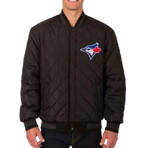 Alternative view of Toronto Blue Jays Black Wool & Leather Reversible Varsity Jacket