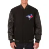 Toronto Blue Jays Black Wool & Leather Reversible Varsity Jacket