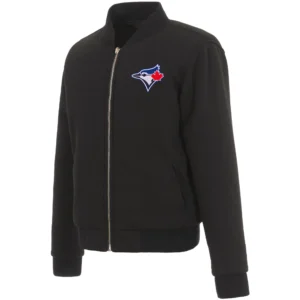 Toronto Blue Jays Full Wool One Color Reversible Women Wool Varsity Black Jacket
