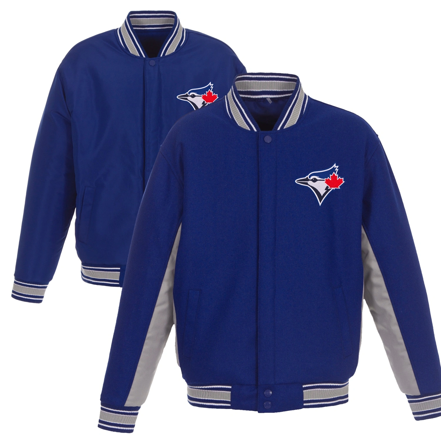 Toronto Blue Jays Royal Accent Wool Poly-Twill Accent Varsity Jacket - Image 2