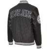 Alternative view of Toronto Blue Jays Starter Full-Snap Black Wool & Leather Varsity Jacket