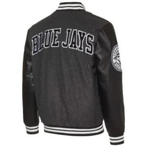 Alternative view of Toronto Blue Jays Starter Full-Snap Black Wool & Leather Varsity Jacket