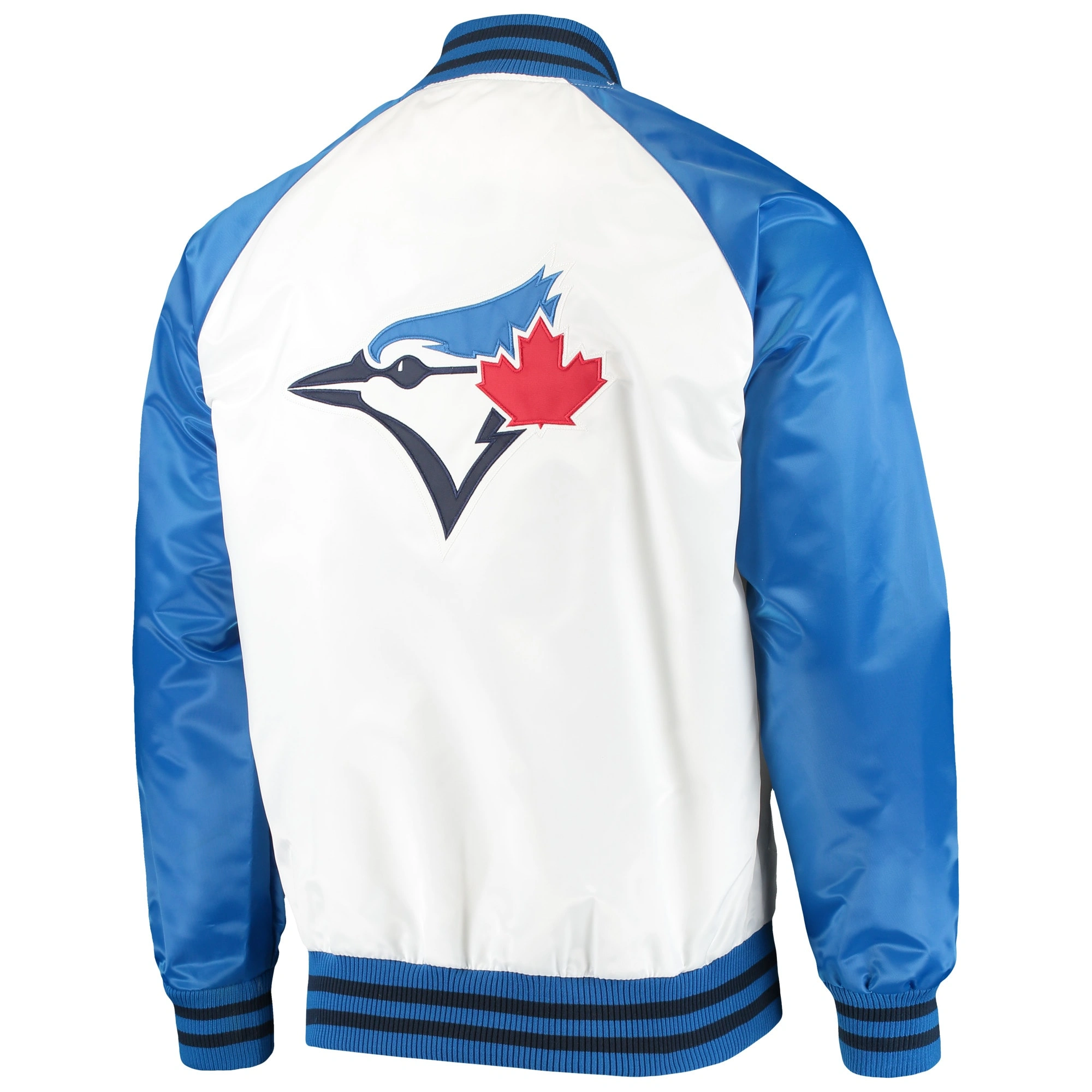 Toronto Blue Jays Lead Off Full-Snap Satin Varsity Jacket White & Royal - Image 2