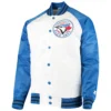 Toronto Blue Jays Lead Off Full-Snap Satin Varsity Jacket White & Royal
