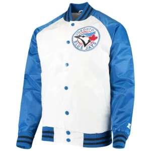 Toronto Blue Jays Lead Off Full-Snap Satin Varsity Jacket White & Royal