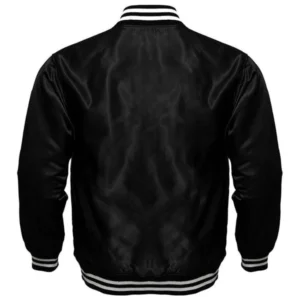 Alternative view of Toronto Blue Jays Bomber Full-Snap Satin Varsity Black Jacket