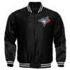 Toronto Blue Jays Bomber Full-Snap Satin Varsity Black Jacket