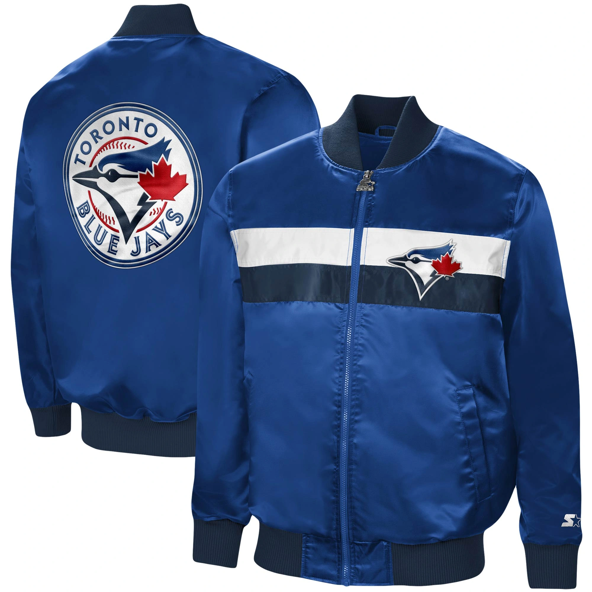 Toronto Blue Jays Starter The Ambassador Full-Zip Satin Varsity Royal Jacket - Image 3