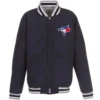 Alternative view of Toronto Blue Jays Two Tone Reversible Fleece Varsity Jacket Gray & Navy