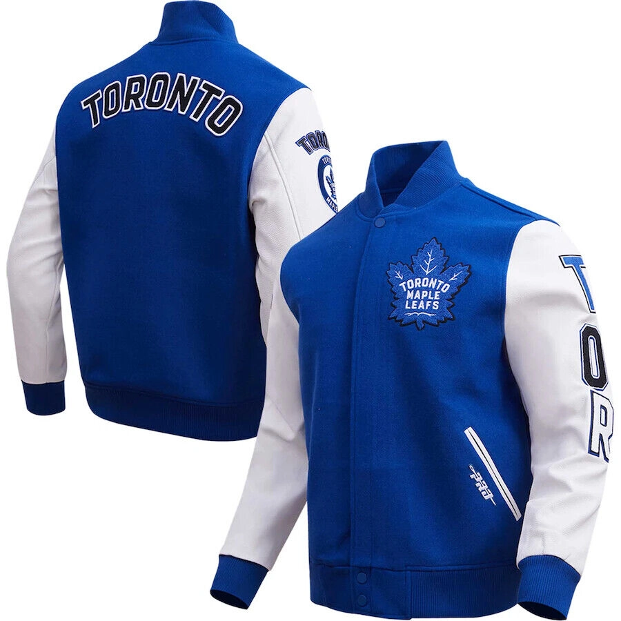 Men's Toronto Maple Leafs Classic Blue/White Varsity Jacket - Image 4