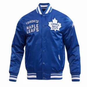 Men's Toronto Maple Leafs Retro Classic Blue Satin Varsity Jacket