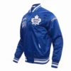 Men's Toronto Maple Leafs Retro Classic Blue Satin Varsity Jacket - Image 2
