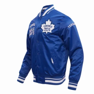 Alternative view of Men's Toronto Maple Leafs Retro Classic Blue Satin Varsity Jacket