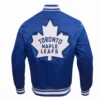 Men's Toronto Maple Leafs Retro Classic Blue Satin Varsity Jacket - Image 4
