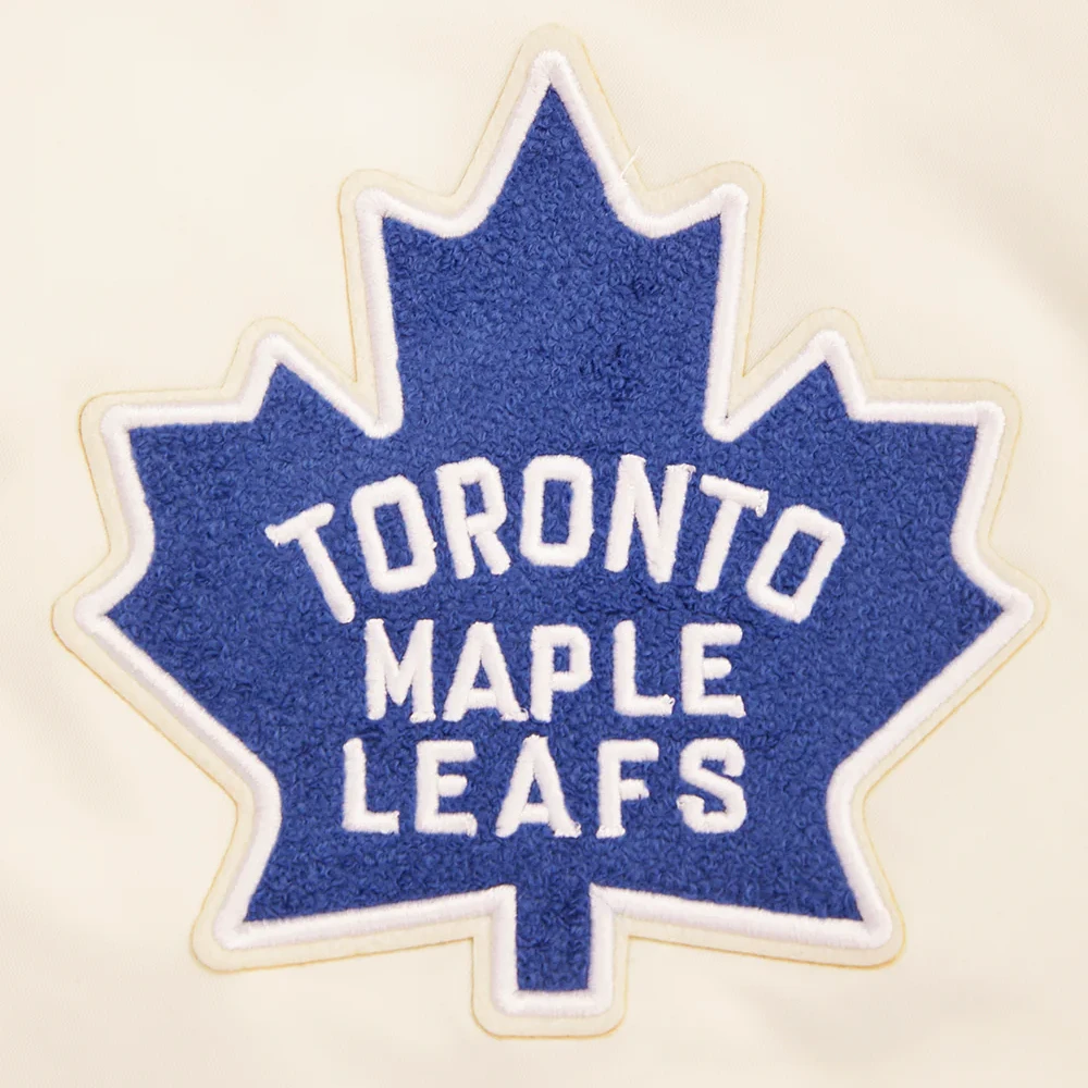Toronto Maple Leafs Retro Classic Cream Satin Varsity Jacket - Image 5