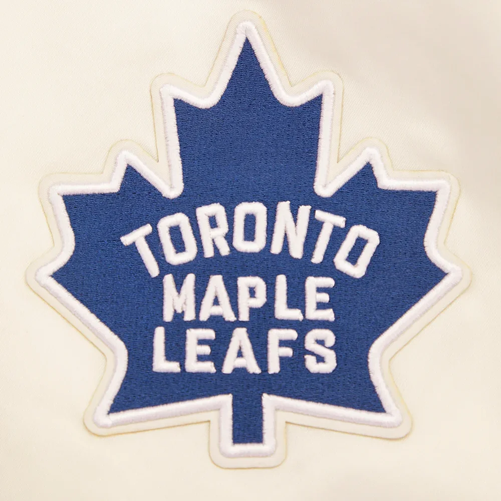 Toronto Maple Leafs Retro Classic Cream Satin Varsity Jacket - Image 6