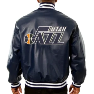Alternative view of Utah Jazz  Full Leather Navy Varsity Jacket