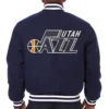 Utah Jazz Navy Full Wool One Color Varsity Jacket - Image 2