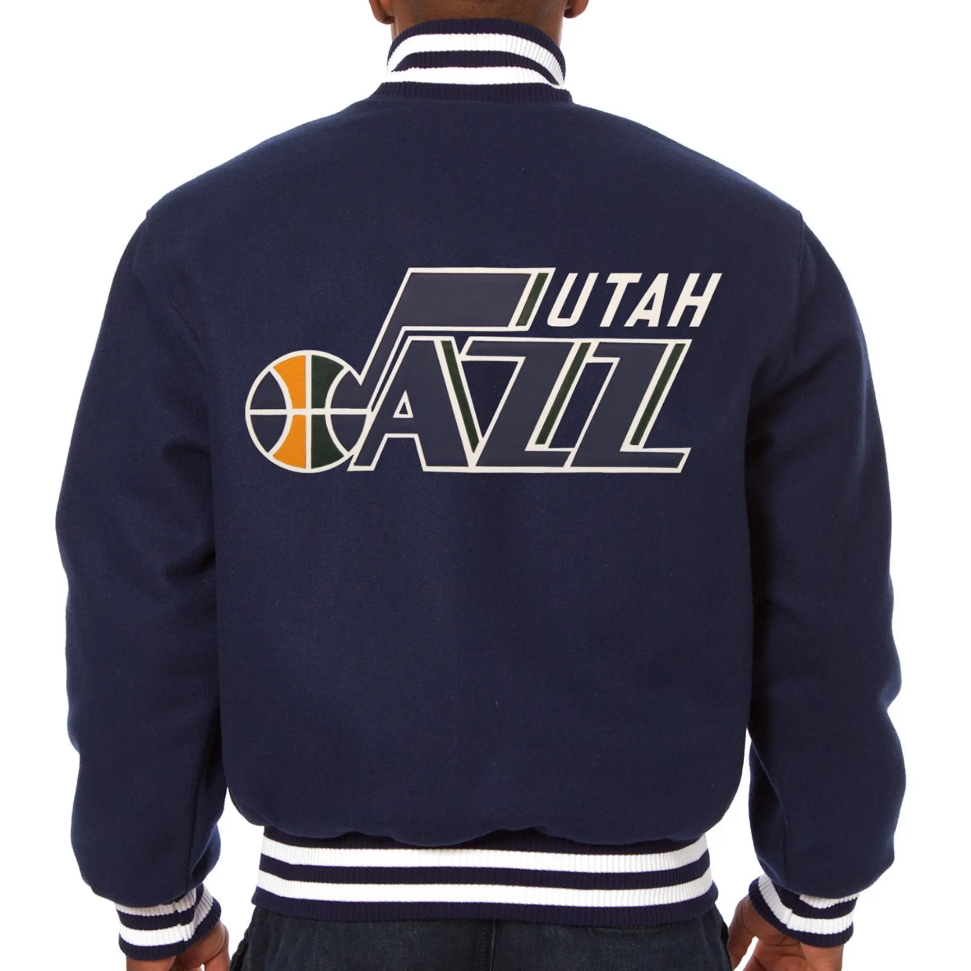 Utah Jazz Navy Full Wool One Color Varsity Jacket - Image 2