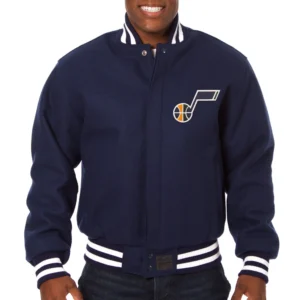 Utah Jazz Navy Full Wool One Color Varsity Jacket