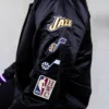 Utah Jazz Origins Full-Snap Black Varsity Satin Jacket - Image 4