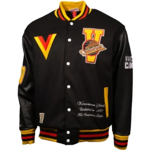Vancouver Canucks Letterman Wool & Leather Varsity Jacket