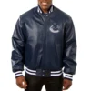 Vancouver Canucks Full Leather Navy Varsity Jacket