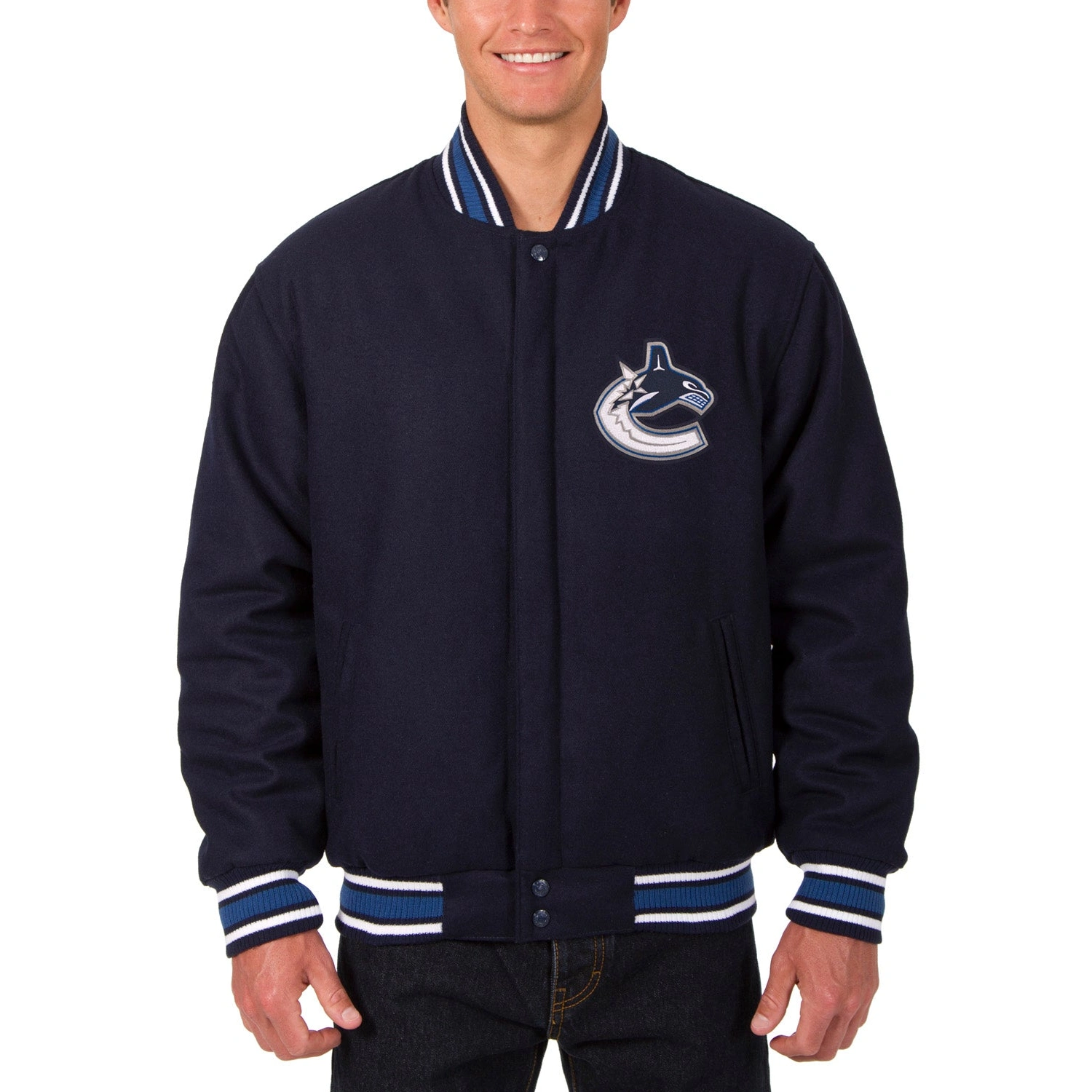 Vancouver Canucks Full Wool One Color Varsity Jacket