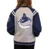 Alternative view of Vancouver Canucks Starter Classic Bomber Rib Knitted Fleece Varsity Jacket