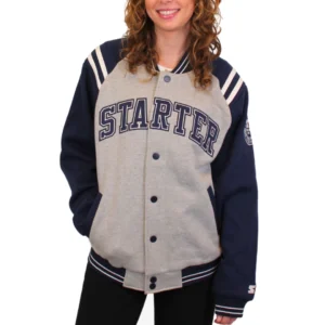 Vancouver Canucks Starter Classic Bomber Rib Knitted Fleece Varsity Jacket