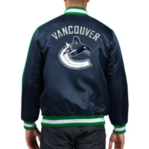 Alternative view of Vancouver Canucks O-Line Full-Snap Satin Varsity Jacket