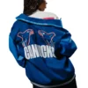Alternative view of Vancouver Canucks X In House Orca Blue Wool & Leather Varsity Jacket