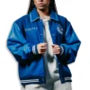 Vancouver Canucks X In House Orca Blue Wool & Leather Varsity Jacket