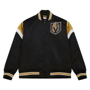 Vegas Golden Knights Cooperstown Heavyweight Black Satin Varsity Jacket