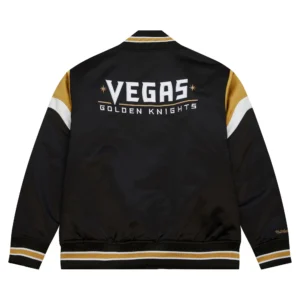 Alternative view of Vegas Golden Knights Cooperstown Heavyweight Black Satin Varsity Jacket