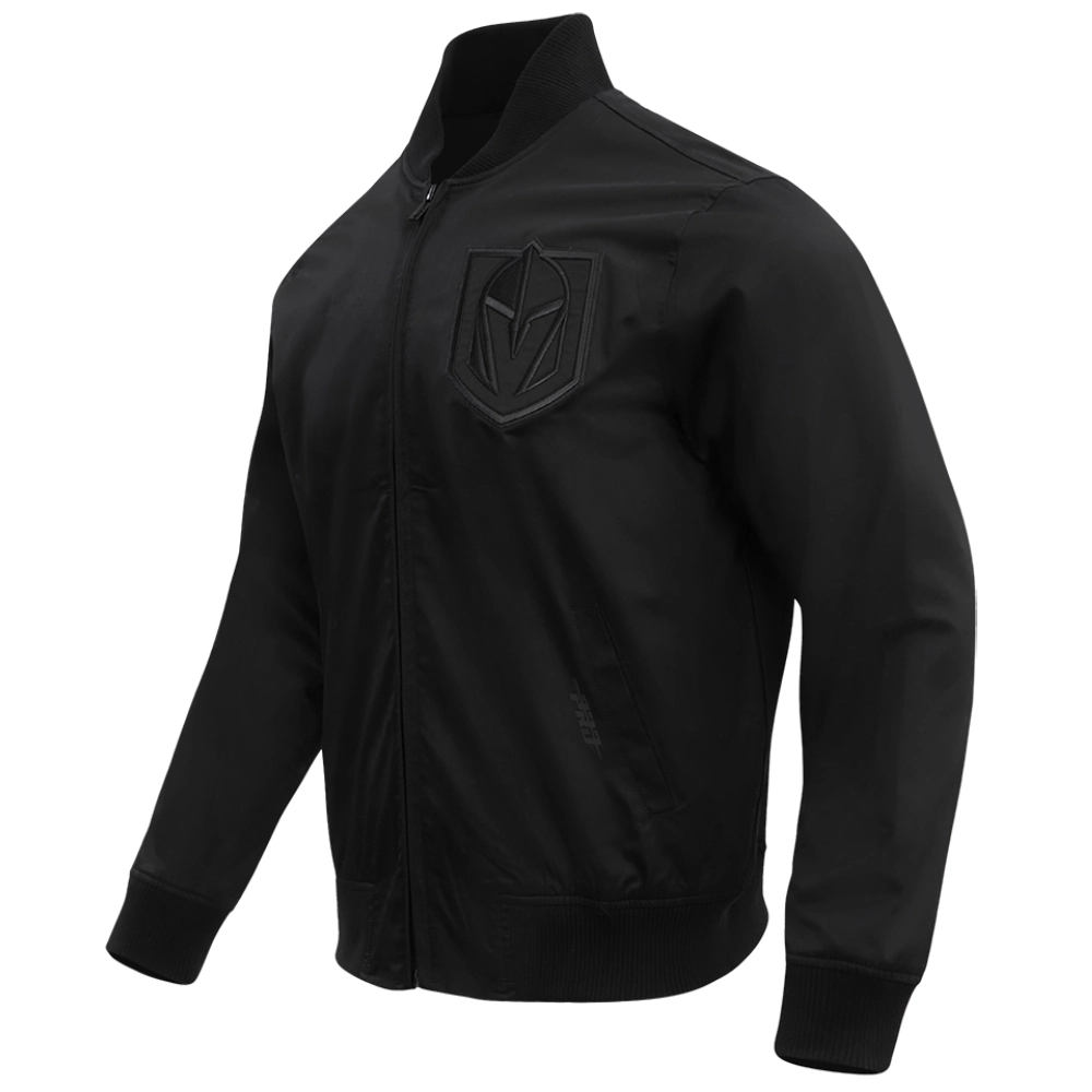 Vegas Golden Knights Neutral Twill Full-Zip Black Satin Varsity Jacket - Image 3