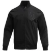 Vegas Golden Knights Neutral Twill Full-Zip Black Satin Varsity Jacket