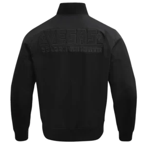 Alternative view of Vegas Golden Knights Neutral Twill Full-Zip Black Satin Varsity Jacket