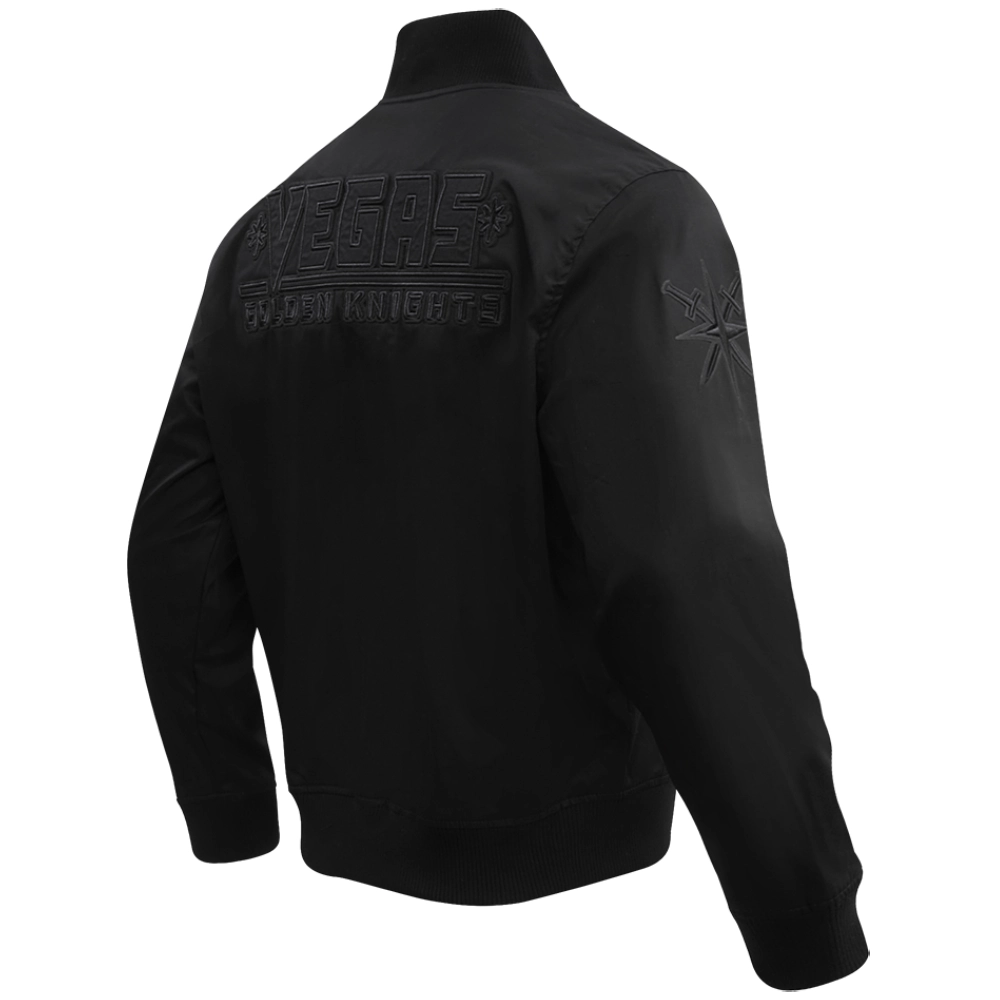 Vegas Golden Knights Neutral Twill Full-Zip Black Satin Varsity Jacket - Image 4
