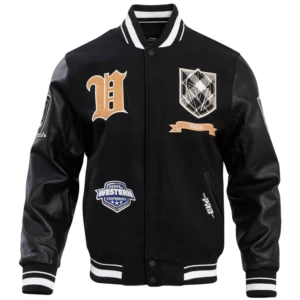 Vegas Golden Knights Pro Prep Black Wool & Leather Varsity Jacket