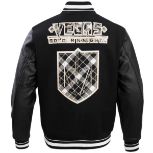 Alternative view of Vegas Golden Knights Pro Prep Black Wool & Leather Varsity Jacket