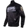 Vegas Golden Knights Rhinestone Jewels Full-Snap Satin Varsity Black Jacket