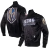 Vegas Golden Knights Rhinestone Jewels Full-Snap Satin Varsity Black Jacket - Image 3