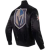 Vegas Golden Knights Rhinestone Jewels Full-Snap Satin Varsity Black Jacket - Image 2