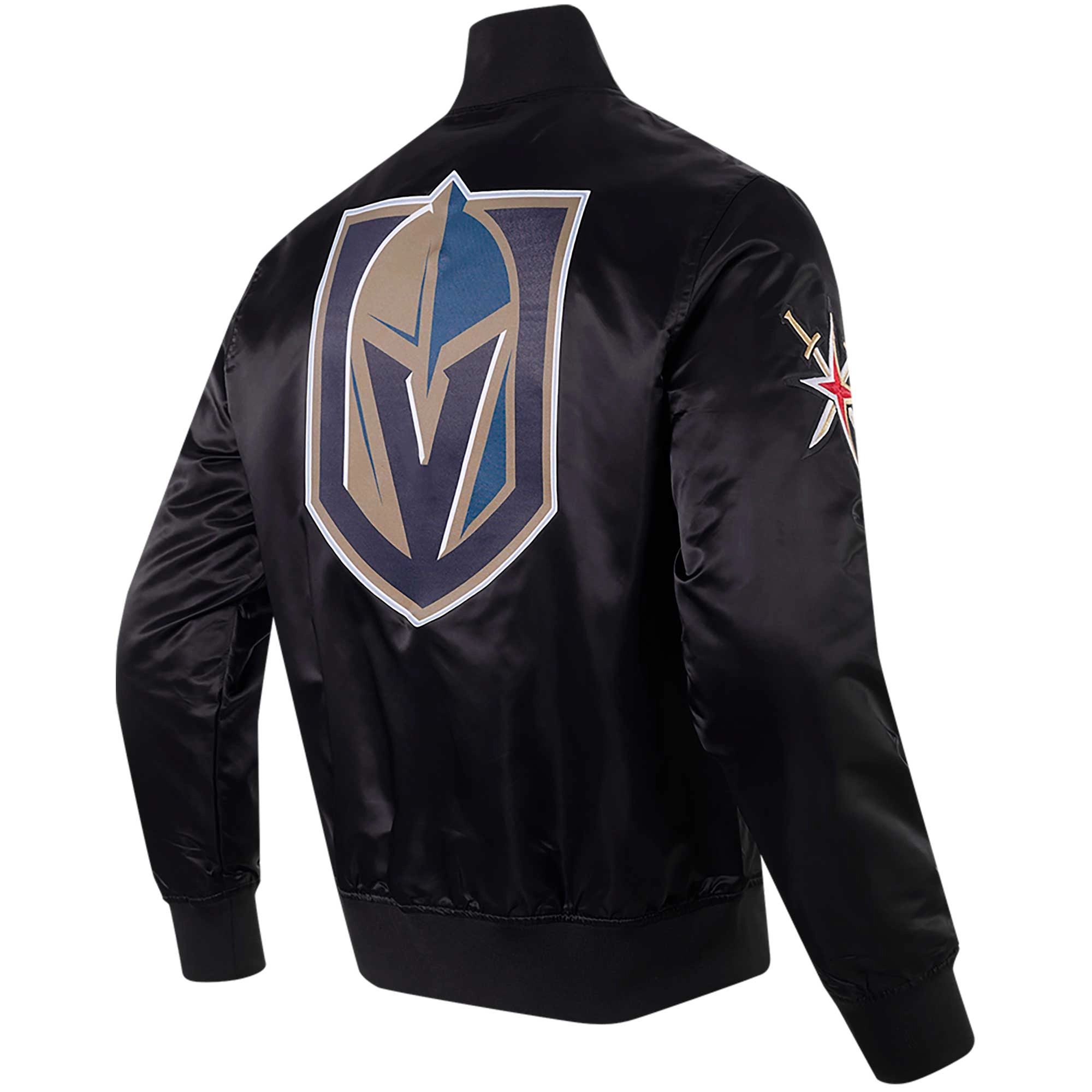 Vegas Golden Knights Rhinestone Jewels Full-Snap Satin Varsity Black Jacket - Image 2