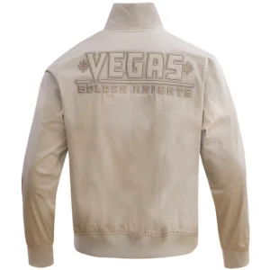 Alternative view of Vegas Golden Knights Neutral Pro Standard Full-Zip Satin Varsity Jacket